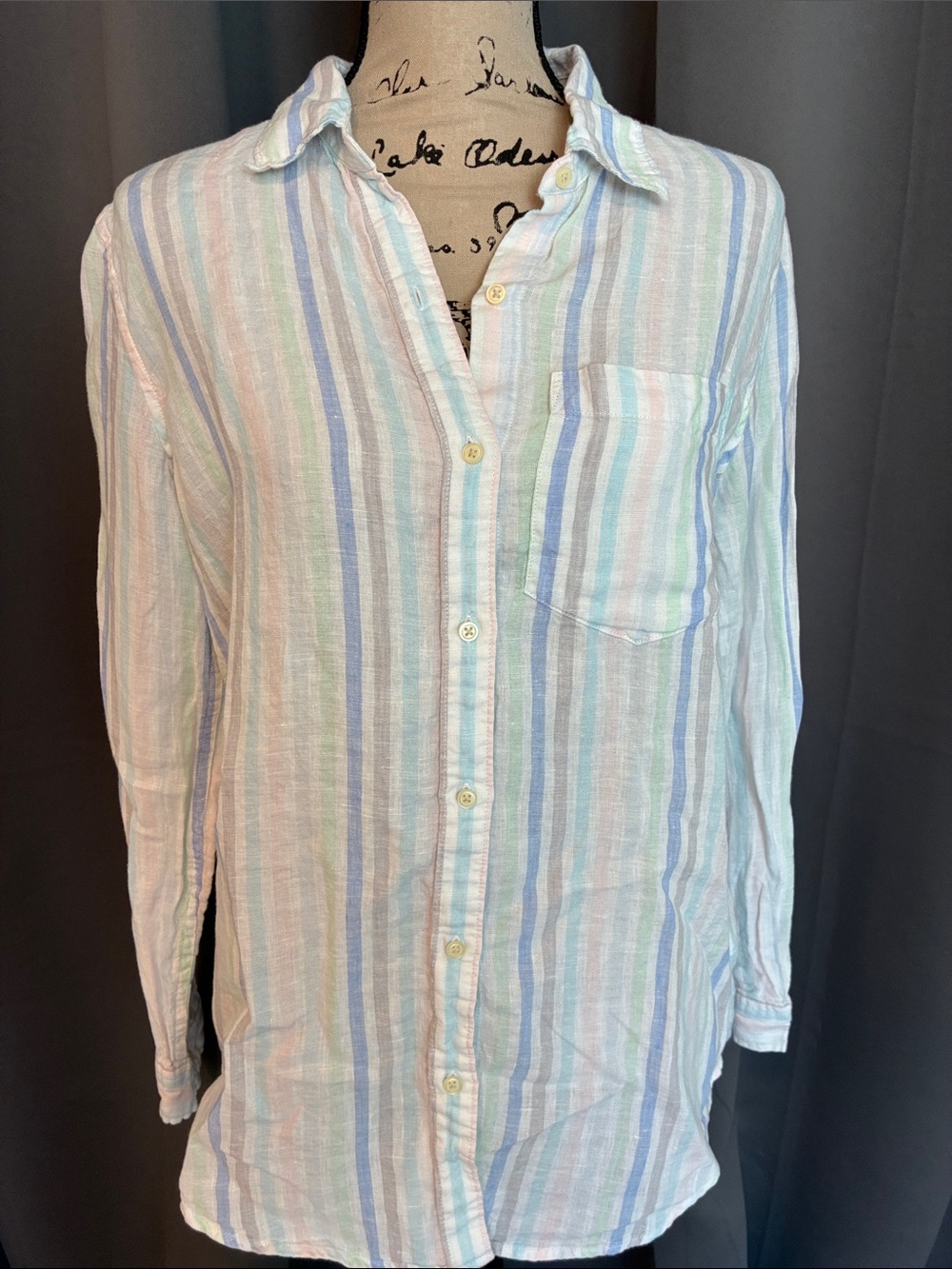 Lightweight Pastel Stripe Button-Up Shirt